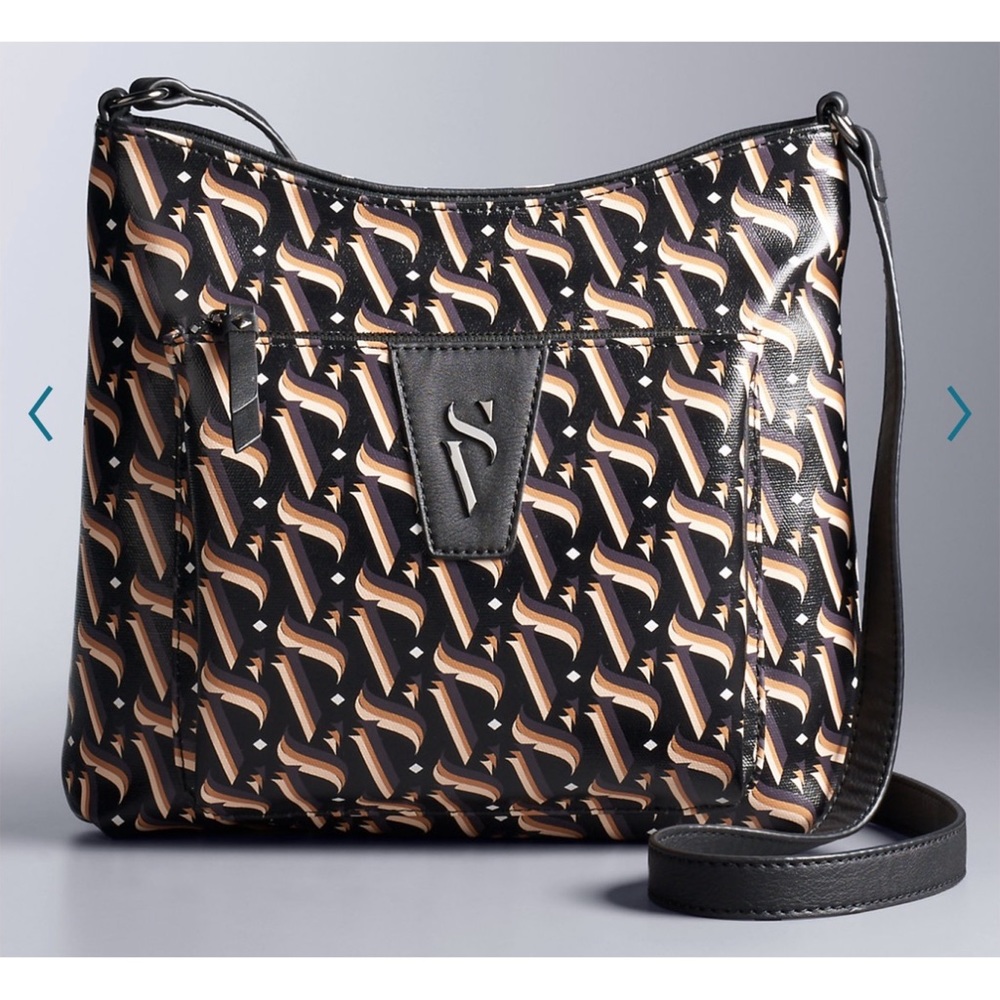 Simply Vera Vera Wang Faux Leather Crossbody Bag Black & Tan